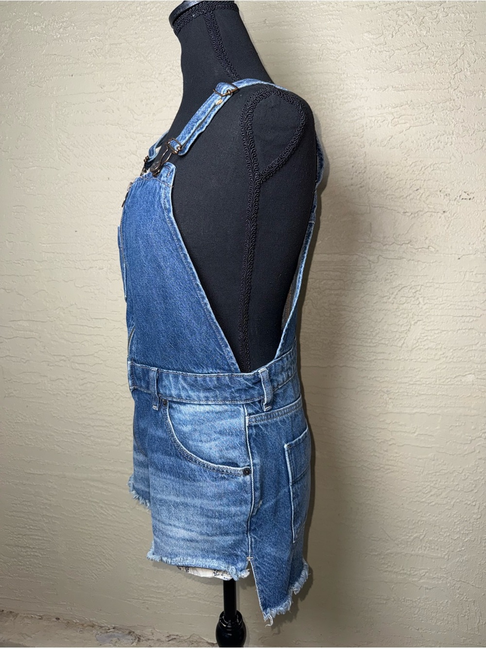 We The Free Denim Shortalls Romper Y2K Festival Grunge Boho Raw Hem Sz 4 - Picture 6 of 10